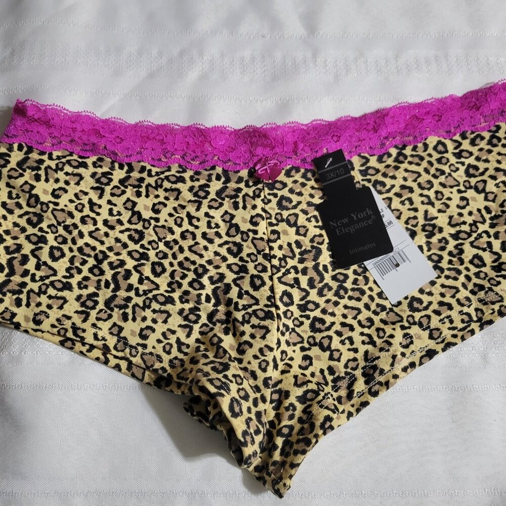 NEW YORK ELEGANCE BOYSHORT SIZE 10 NWT ANIMAL PRINT LACE WAIST